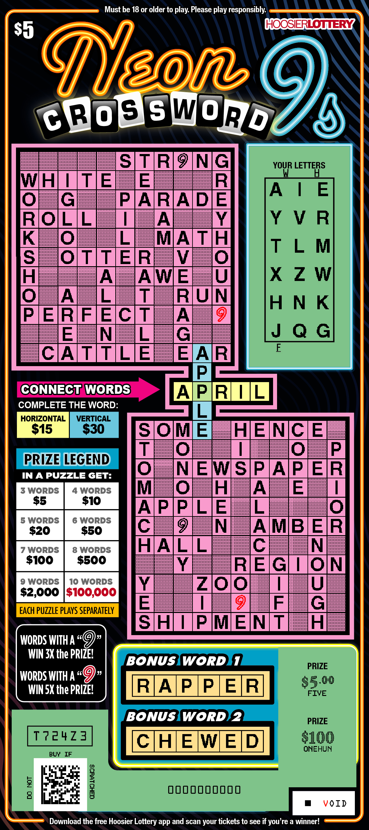 NEON 9S CROSSWORD